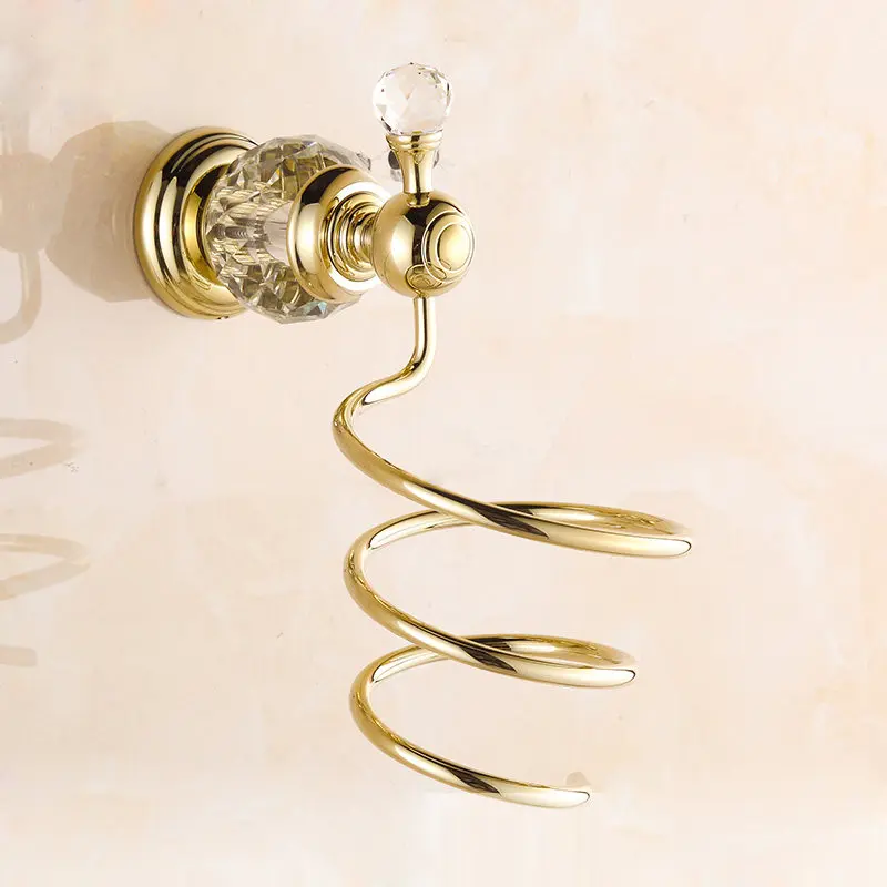 XOXOGold Хрустальная настенная полка для ванной комнаты настенная сушилка для волос подставка для хранения Фен держатель спиральная подставка держатель 12079GS - Цвет: golden