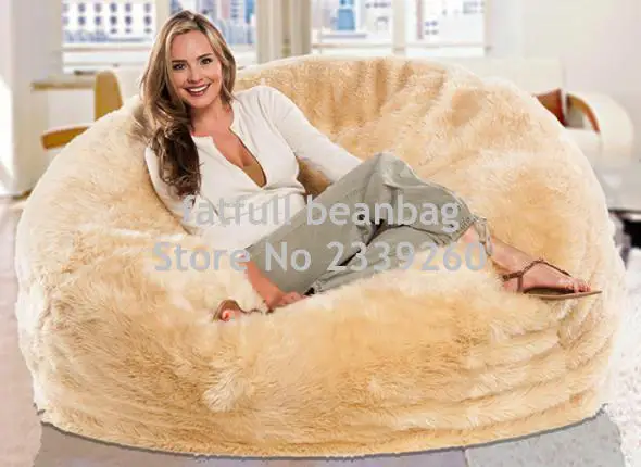 Us 80 0 Gy Fur Solid Oversize Beanbag Sofa Bean Bag Chair Ivory Lounge Bedroom Self Factory Made Cover Only No Filler In Living Room Sets From