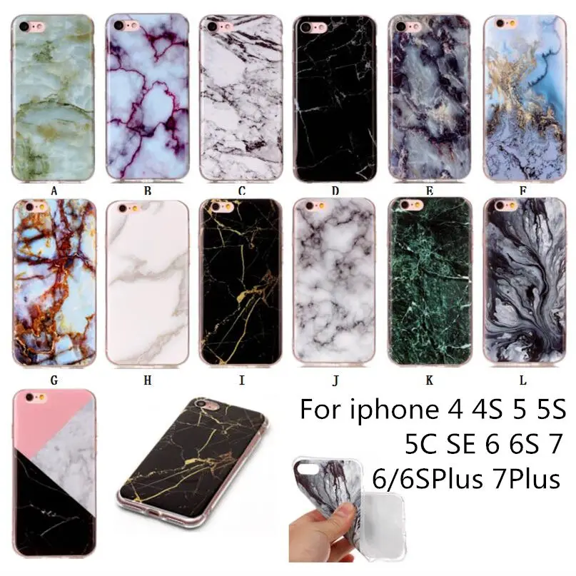 Soft TPU Silicone Cases for iphone On 4 4S 5S 5C SE 6 6s 6plus 7 Plus Marble Stone image Para For iPod Touch 5/6 Back Cover |