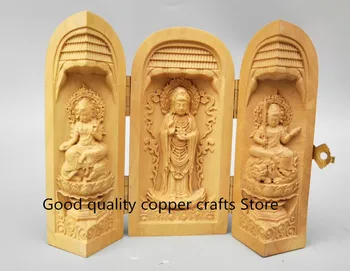 

China handwork wood carving guanyin Buddha statue #2