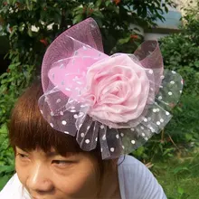 Чародейка, танцы, гонки, свадьбы, вечерние костюм с головным убором цветок волос шляпа розовый h508