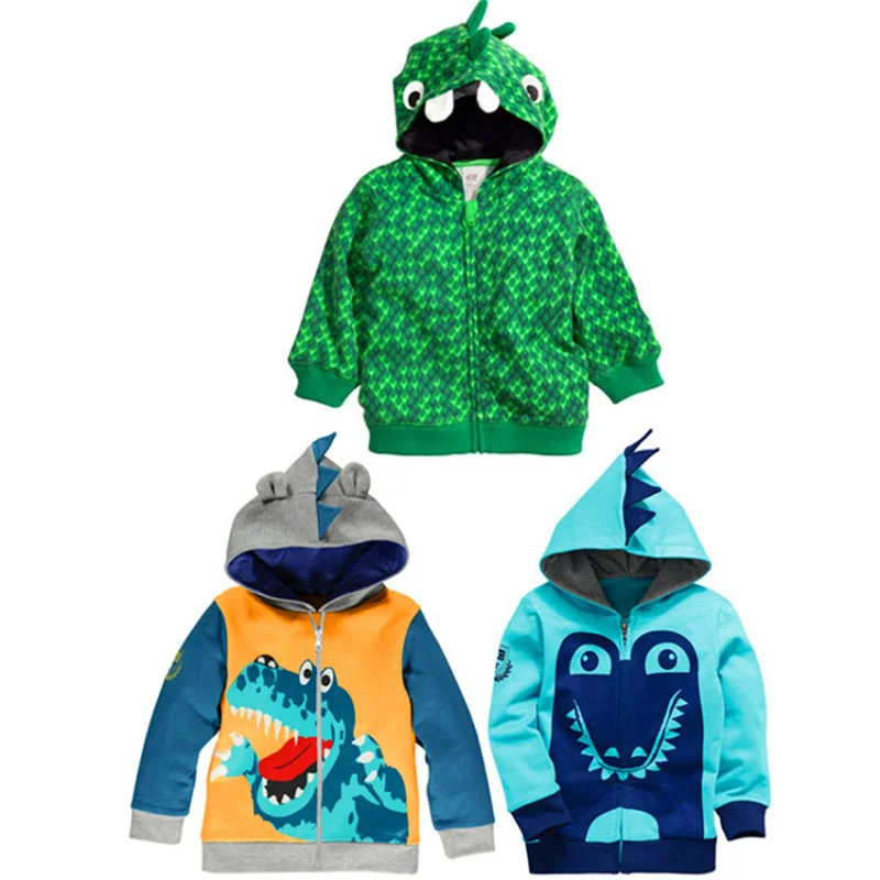 Boys Hoodies Crocodile Dinosaur Zipper Sweatshirt Boy Autumn Winter Cartoon Jacket Kids Cotton Children s Sweat