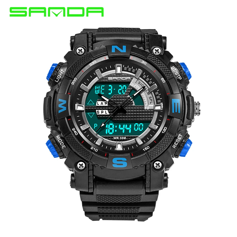 Sport Watch Sanda 2017 Luxury Brand Men Military Sports Watches Digital LED Quartz Wristwatches rubber strap relogio masculino