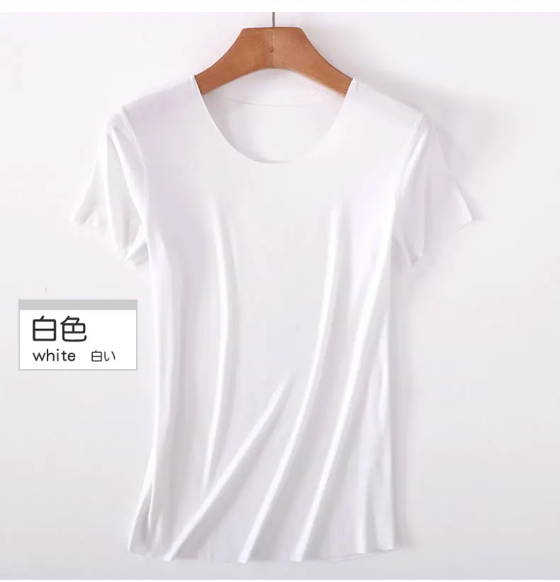 Летняя женская футболка, хлопок, короткий рукав, высокая эластичность, дышащий Топ, женская футболка, D96 - Цвет: D96 Oneck white