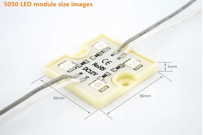 1000 шт./лот Светодиодный модуль для канала письмо и светодиодная вывеска, 4 шт. SMD5050, 36 мм * 36 мм, водонепроницаемый IP65, пластиковый корпус, 1000
