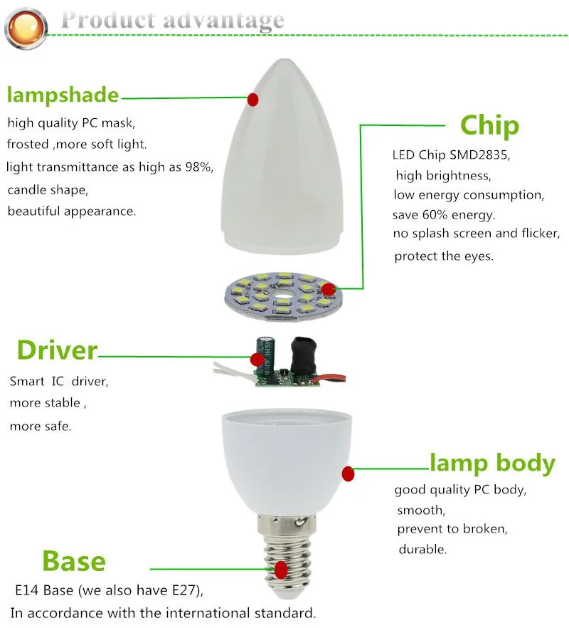 Светодиодный лампы высокой Яркость E14 E27 5W 7W 9W SMD 2835 дневного света светодиодный лампы в форме свечи лампы 220VAC с двумя подковообразными нагревающими элементами bombilla светодиодный e14