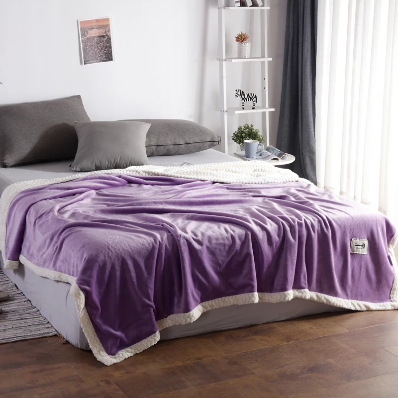 

Purple Velvet Plush Solid Color Blanket Throw Super Soft Warm Fleece Flannel Bed Cover Bedspread Bedding Adult 180x200cm Size