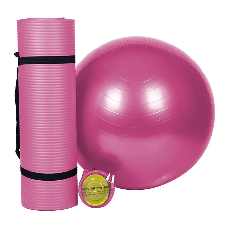 Набор Ковриков Для Йоги 10 мм мяч для йоги мяч для пилатеса Мячи Для Упражнений Мяч Для Йоги Набор - Цвет: Розовый