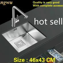 Балконная труба высокого качества кухонная ручная раковина одинарная мойка 304 из нержавеющей стали модная Горячая 46x43 см