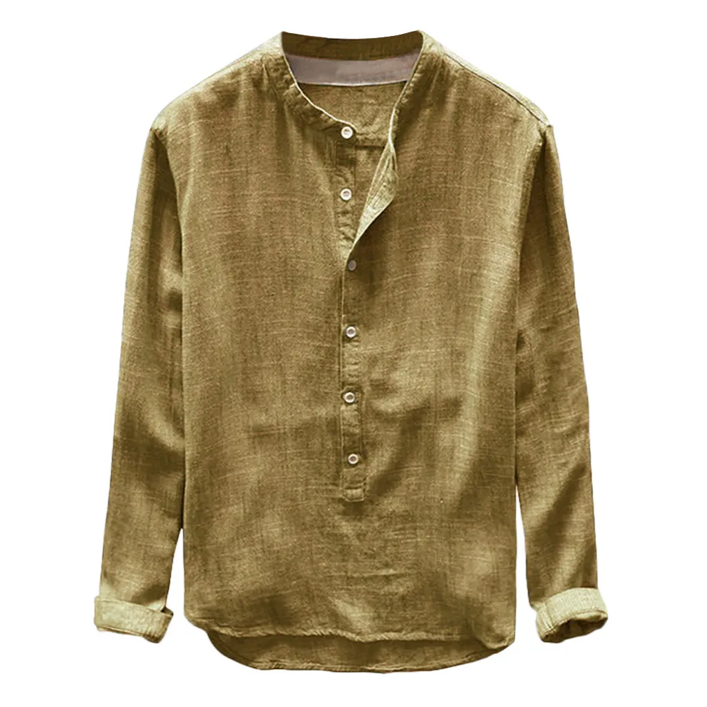 Льняная мужская рубашка с длинным рукавом 2019 camisa masculina рубашка на пуговицах мужская d90701