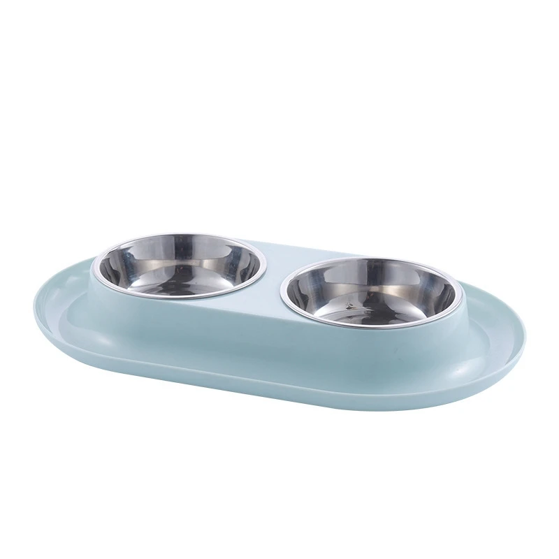 Stainless Steel Pets Dogs Feeders Bowls Double Dogs Cats Feeders Bowls Outdoor Drinking Water Pet Dog Feeders Bowls - Цвет: Blue