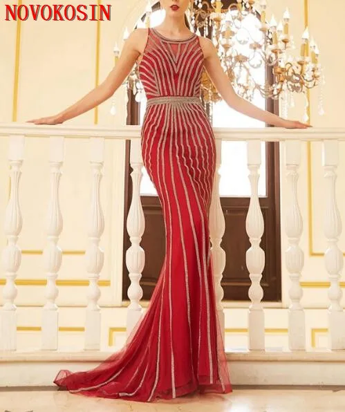 

Женское вечернее платье без рукавов, прозрачное Тюлевое платье с коротким шлейфом и юбкой-годе, расшитое бисером, на заказ, 2019