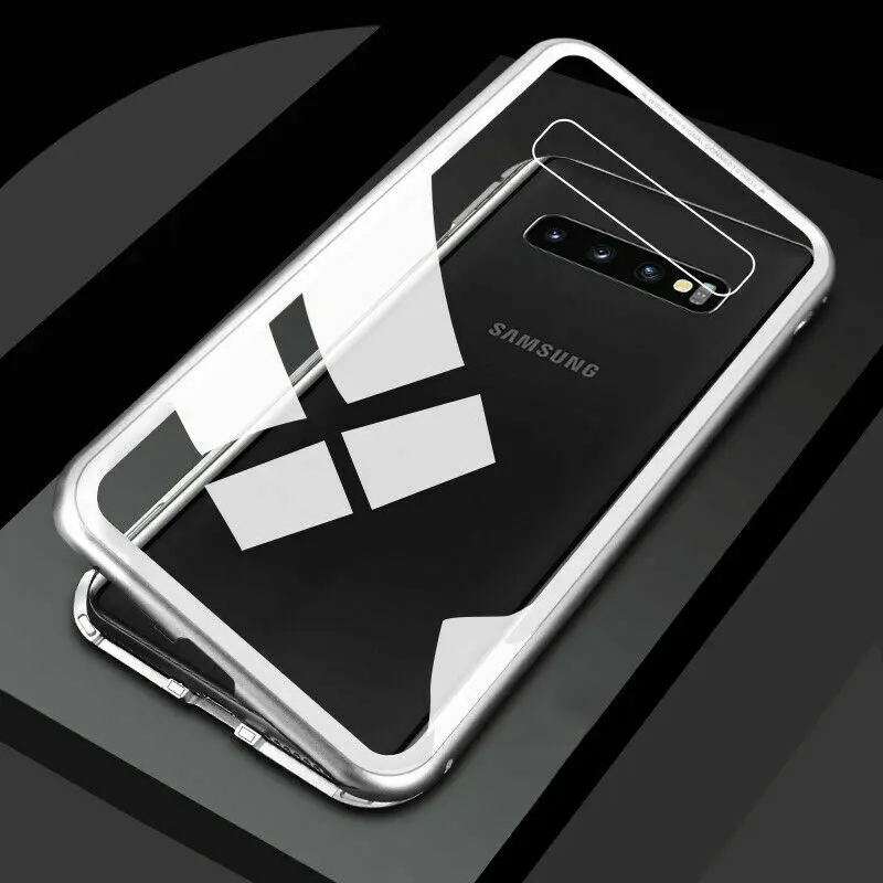 360 магнитной адсорбции чехлы для телефонов для samsung Galaxy S10 Lite S9 S8 плюс S7 край A6 A8 A7 A9 J4 J6 J8 A10 A30 A50 M10 M20 - Цвет: Clear-White