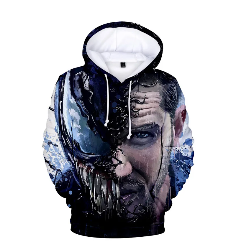 Comic Venom Hoodie Sweatshirts Men Superhero Anime Cool Black Autumn Winter Tops Plus Velvet Warm Hoody Couple Hip Hop Pullovers (13)
