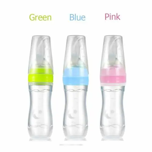 New Infant Toddler Nipple Pacifier Baby Feeding Tool Milk Bottle With Spoon Silicone Unique Spoon Lid food Supplement Hot Sale