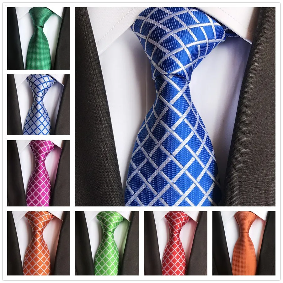 17 Colors Designer Geometric Grids Necktie 8cm Men Formal Ties Gravatas WholesaleMen's Ties