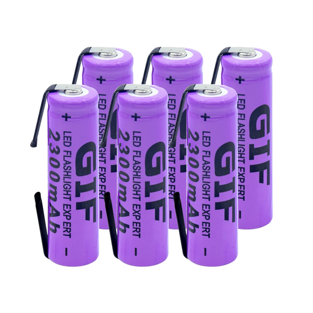 6 PCS 14500 литиевая батарея 3,7 V 2300mAh перезаряжаемые электронные сигареты батареи+ DIY никелевые листы для фонарь светодиодный игрушка-фонарик - Цвет: 6 PCS