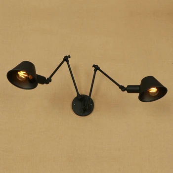 

Industrial retro wind mirror wall lamp lengthened double telescopic double study office work wall lamp study bedside read lamp