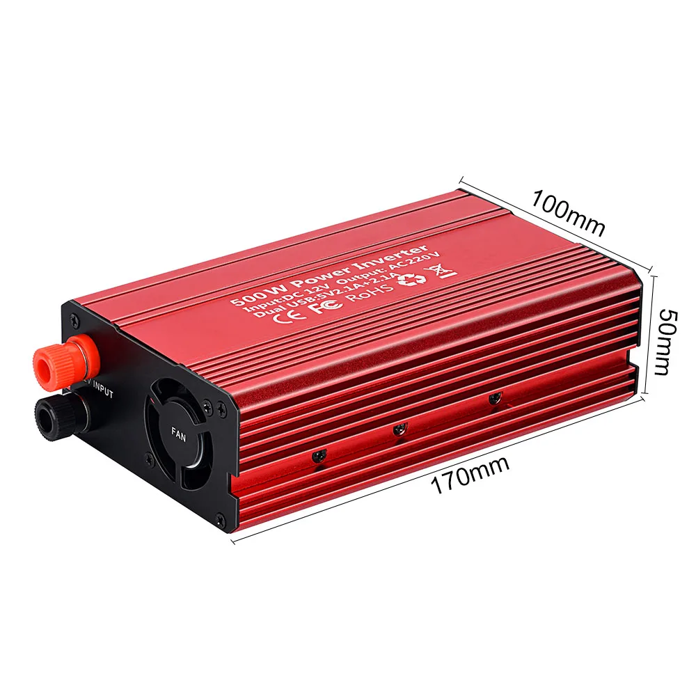 AOSHIKE инвертор напряжения автомобиля DC 12V AC 220V 500W Dual 2.1A USB Prots зарядное устройство