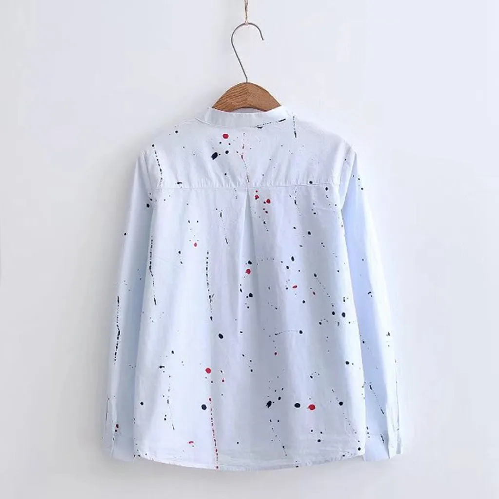 Women Casual Shirts Blouses Long Sleeve Print Button Korean Shirt Loose Blouse Camisas Female Shirts Blouse Tops Plus Size S-3XL