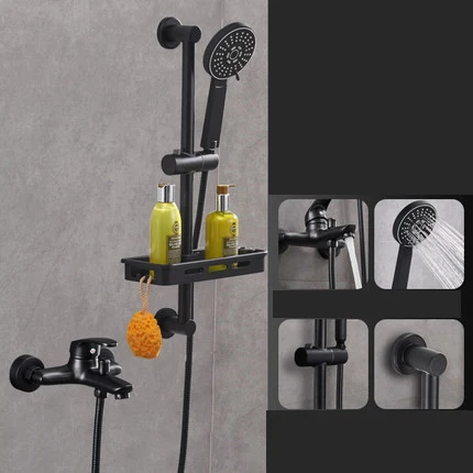 

Black Brass Finish Bathroom Classic Shower Faucet Set /Wall Mounted Bathtub Faucet Mixers/handheld showers with Slide Bar
