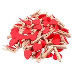 Из 2 предметов из 20x мини деревянные клип с красным сердцем