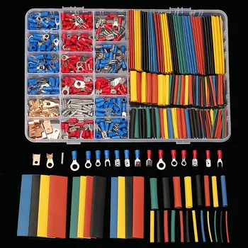 

HRV HSV HBV RSFR Crimp Terminal Connectors 350 pcs Terminals+328 pcs 2:1 Black Heat Shrink Tube Assorted Connectors With Box Kit