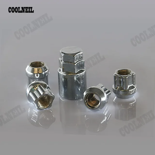 Аксессуары JDM противоугонные гайки M12 * 1 25 колеса стопорные с ключом серебряные