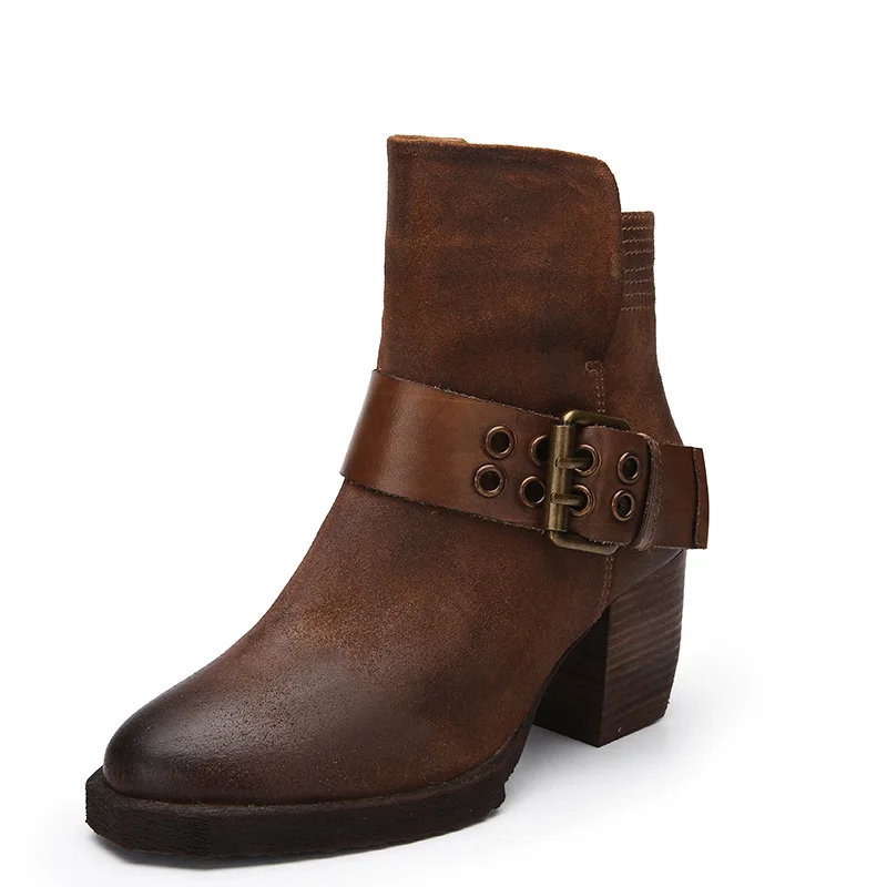 

2018 Autumn and Winter New Women's Genuine Leather Boots European Style Simple and Retro Ankle Boots for Women