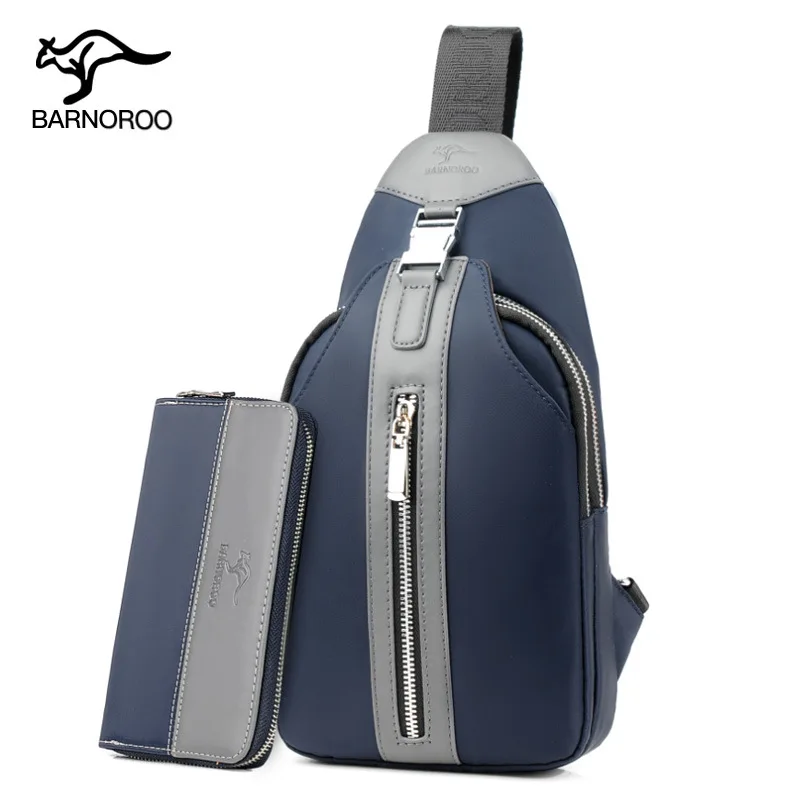 blue BARNOROO Мужская многофункциональная сумка мужская сумка через плечо Оксфорд ткань нагрудные сумки через плечо повседневные сумки-мессенджеры - Цвет: blue