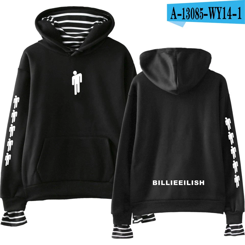 Billie Eilish с принтом поддельные две части толстовки кофты для женщин мужчин хит хоп streetwaer Harajuku одежда - Цвет: Слоновая кость