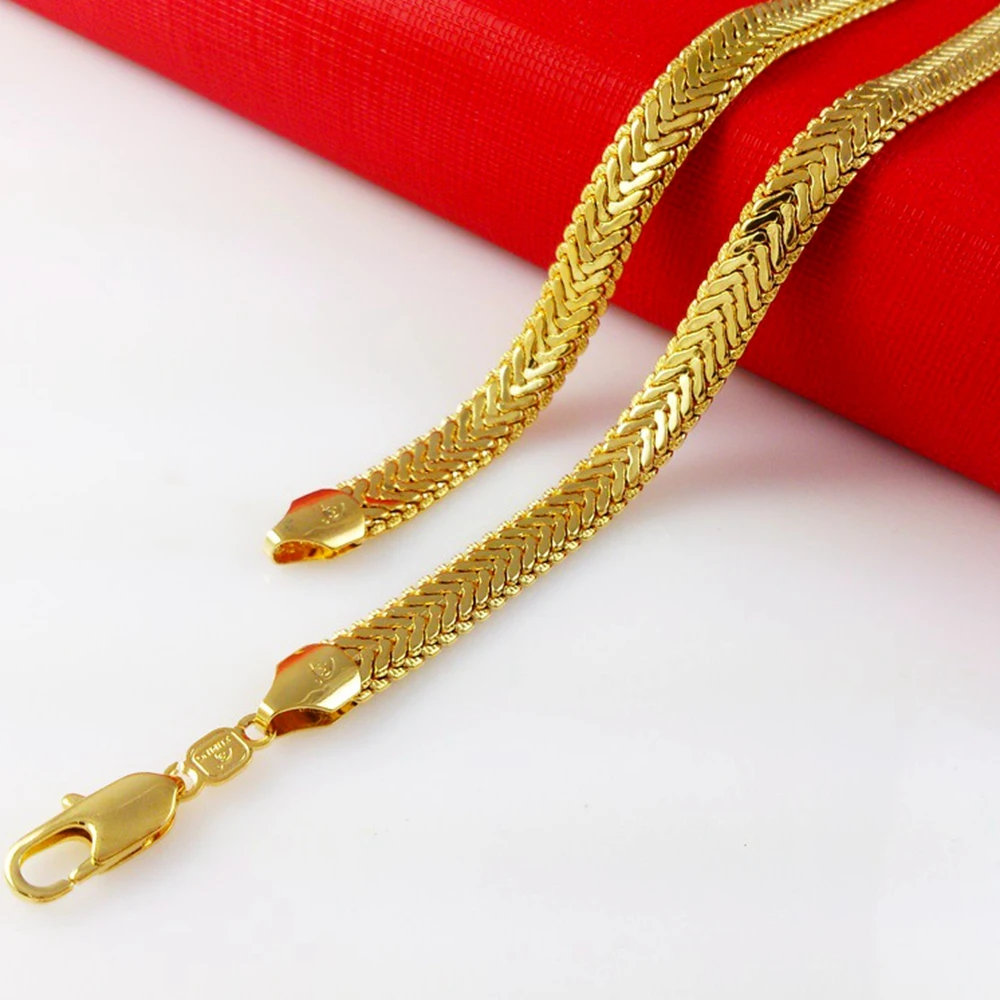 Buy Flat Snake Bone Chain Yellow Gold Filled Mens