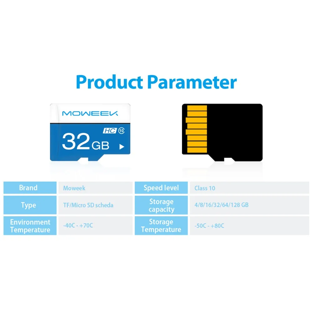 Moweek Micro SD карта 32 ГБ Class 10 карт памяти 8 ГБ 16 ГБ 64 ГБ TF карты 128 ГБ флэш-памяти microsd для смартфонов