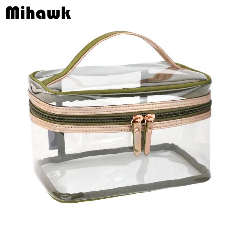 

Mihawk Transparent PVC Waterproof Cosmetic Bag Portable Wash Pouch Women's Necessary Beauty Tools Storage Accessories Supplies