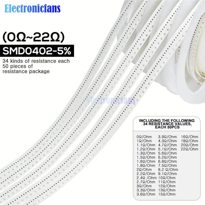 1700 шт./лот 0402 SMD резистор 0R-10 м Ом 5% 1/16 Вт 0,25 чип сопротивление фиксированной комплект резисторов в ассортименте Большие размеры 34 значения х 50 шт = 1700 шт