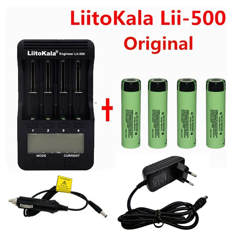 Аккумуляторная батарея Liitkala lii-500 LCD 3 7 V/1 2 V 18500/26650/16340/14500 + 4 батарейки для Panasonic