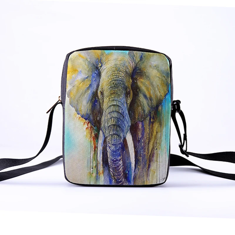 Изготовленная на заказ женская сумка через плечо с разноцветным слоном и животным принтом; женская детская сумка через плечо; сумка для отдыха с изображением слона
