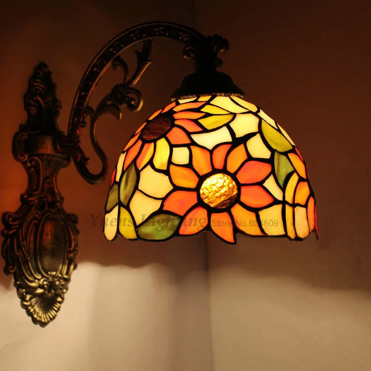 

Dia.20cm Mirror Bathroom Bedroom Bedside Glass Wall Lamp Balcony Sunflower Porch Corridor Lighting Free Shipping