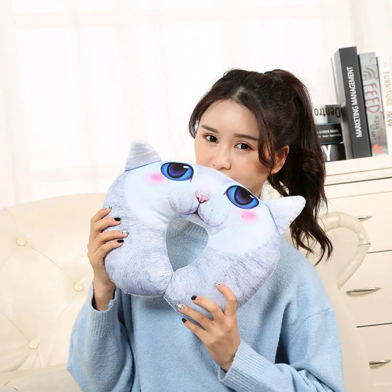 

Kawaii Car Dog Travel Pillow Neck Support Cute Animals Pillow Printed Pug Dog Memory Headrest Office Nap Nursing Cushion