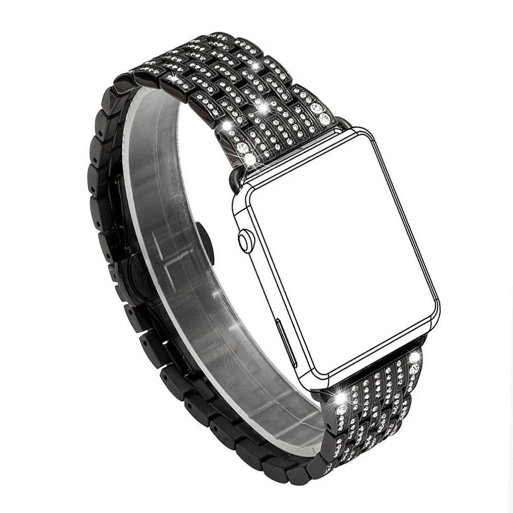 Женский сменный Браслет для Apple Watch SE Band Series 6 5 4 3 2 роскошный алмаз 40 мм 44 38 42