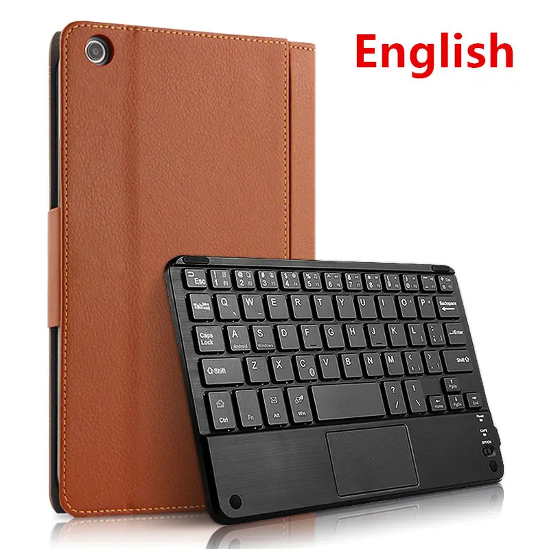 brown English Чехол с беспроводной Bluetooth клавиатурой для huawei MediaPad M3 lite 8,0 CPN-W09 AL00 защитный чехол из искусственной кожи M3 Lite 8 планшет мышь - Цвет: brown English
