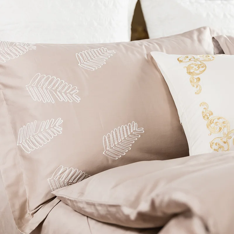 60S cotton satin embroidery comfortable bedding set RUIYEE Home decoration king size bed sset duvet cover bed sheets pillowcase