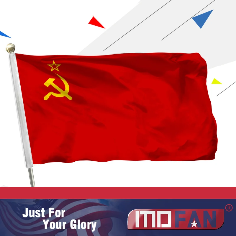 MOFAN Sovětský svaz Vlajka USSR Vlajka Hammer & Sickle Rusko Svaz sovětských socialistických republik s 2 mosaznými průchodkami 3X5 Ft Vlajka