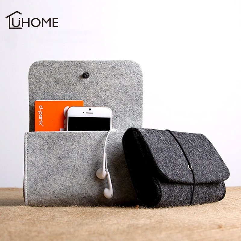 

Felt Digital Storage Bags USB Data Cable Organizer Earphone Power Bank Storage Pouch Mouse Electronic Gadgets Organizer Case