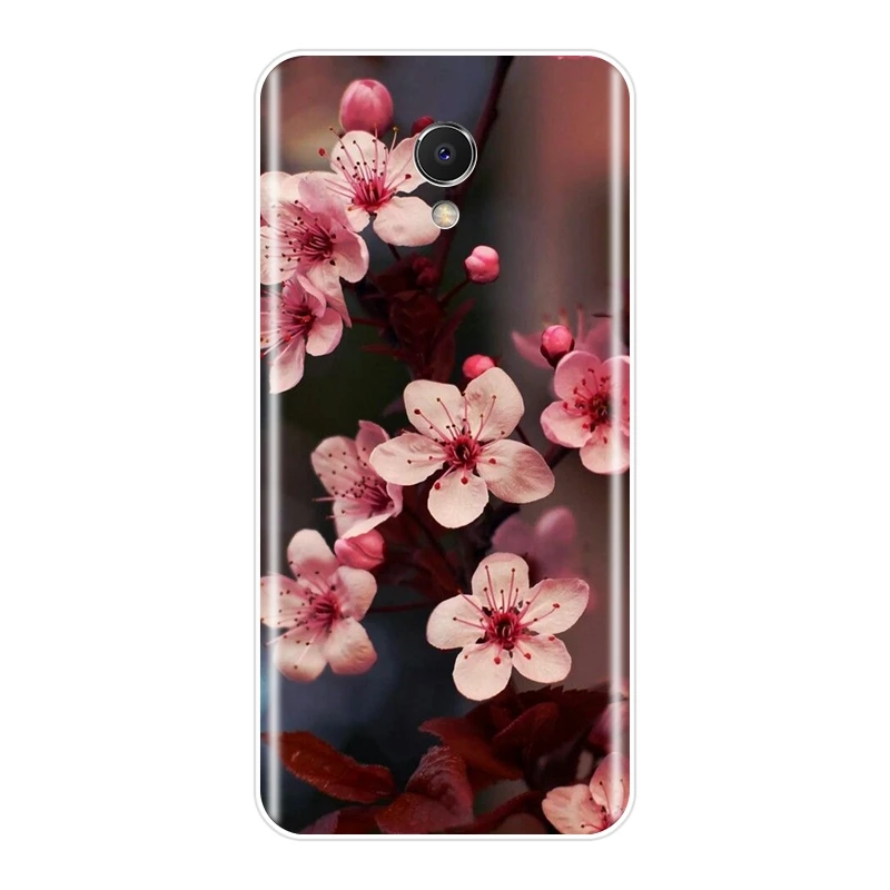 Задняя крышка с розовым цветком Sakura Girl для Meizu M2 M3 M5 M6 Note мягкий силиконовый чехол