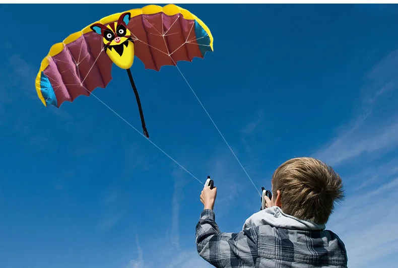 New High Quality 1.4m Pig Dual Line Parafoil Parachute Kites Sports Beach With Kite Handle and String Easy to Fly 5