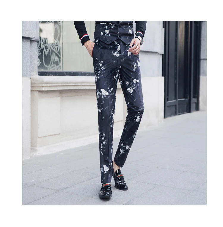 Цветочные костюмы с принтом для мужчин Slim Fit цветы мужские костюмы дизайнеры Мода Anzug Social мужские костюмы облегающий костюм для мужчин