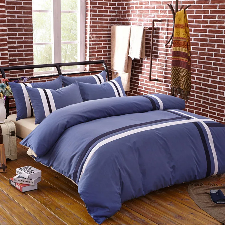 Solid Color Bedding Clothes Blue Coffee Comforter Cover Bed Sheet