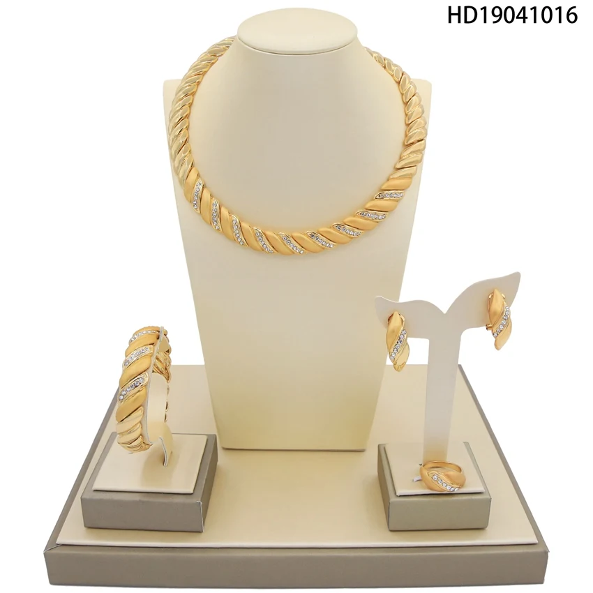

Yulaili Fashion 2019 Summer New Style Women African Jewelry Sets Simple Crystal Round Necklace Earrings Sets for Party Daily