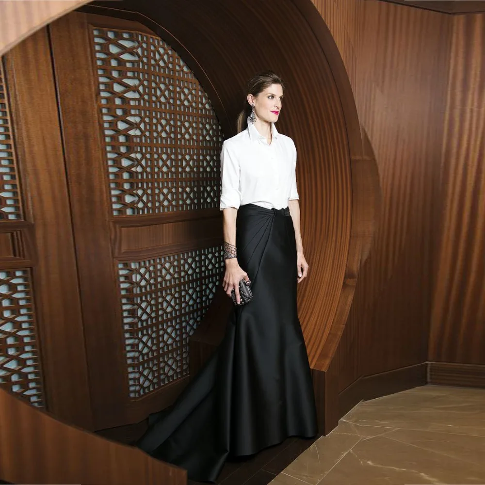 Generous Black Skirt Zipper Waistline A Line Floor Length